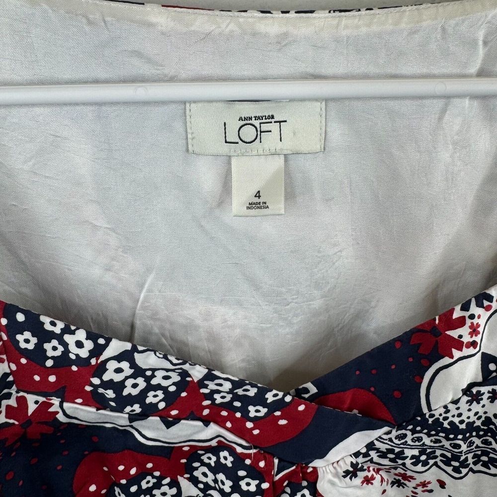 Loft Ann Taylor Womens Dress Size 4‎ Shift Lined Sleeveless Patriotic Work Wear - Picture 3 of 7